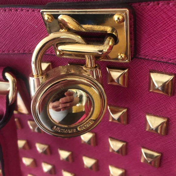 Michael Kors Luxury Studded Large HAMILTON Tote/Bag Pink Limited Edition $1500 - Picture 9 of 14